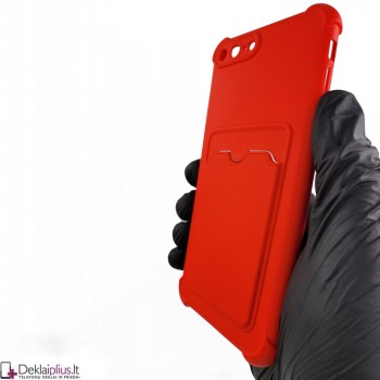 Anti-Shock dėklas su kišenėle - raudonas (Apple Iphone 7 Plus/8 Plus)
